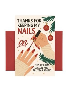 Nail Tech Holiday Thank You Card NWT